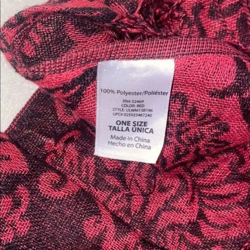 5/$30 🎈 Red and black womens multi way‎ floral damask scarf